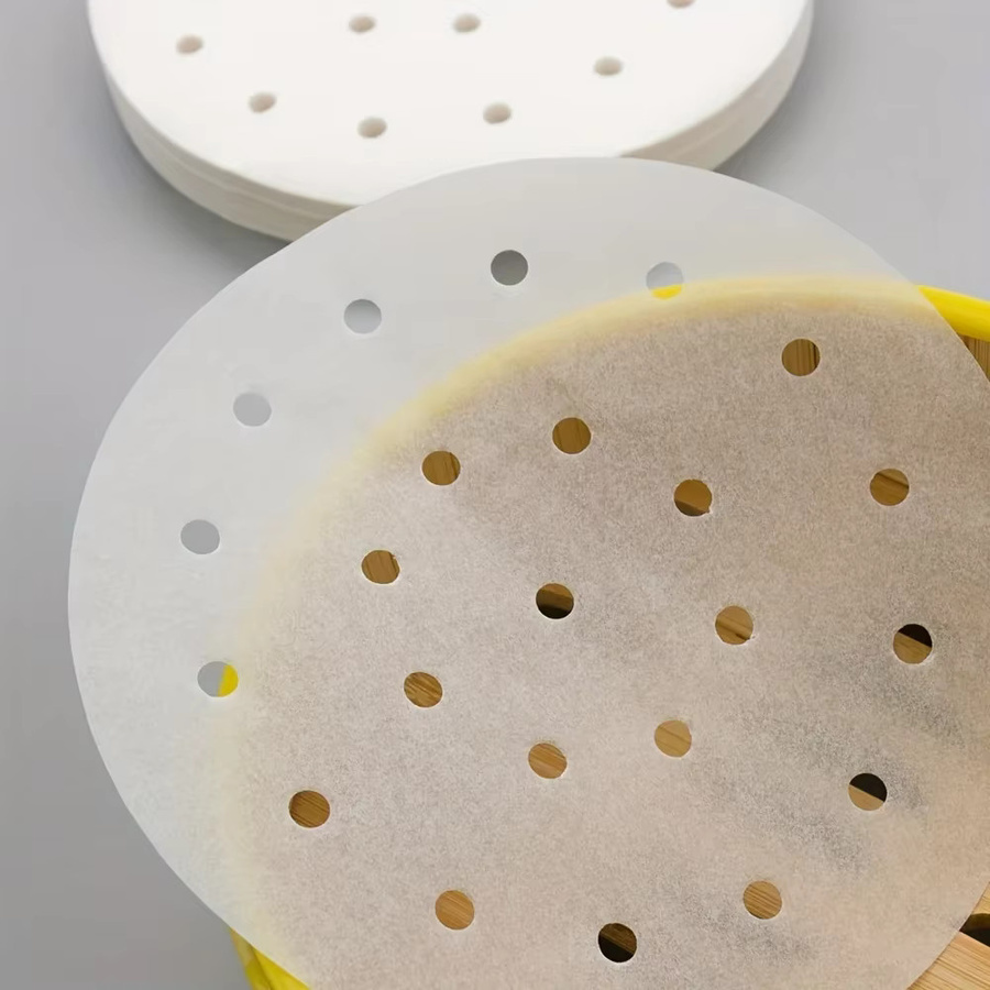 DAWNHOPE 400 Stück runde Bambus Dampfer Pads, perforierte Antihaft-Dampfmatten aus Holz Zellstoff, weiß - Bild 2