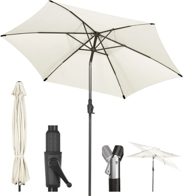 Sekey Sonnenschirm Gartenschirm mit Kurbel in Graubeige, Höhe: 235 cm, Breite: 271 cm, Tiefe: 271 cm - Bild 1