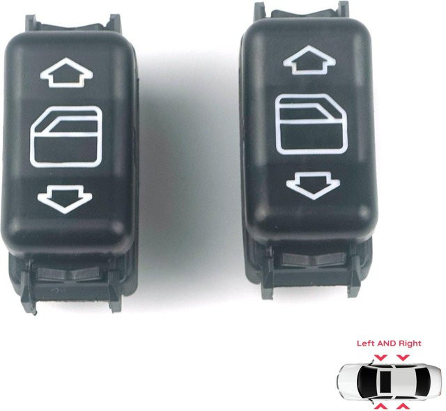 BROSS Mittelkonsolen-Steuerfensterschalter 5-Pin Links Rechts für Mercedes W124 A124 C124 S124 W126 C126 W463 W201 190 Schwarz BDP631+BDP632 - Bild 1