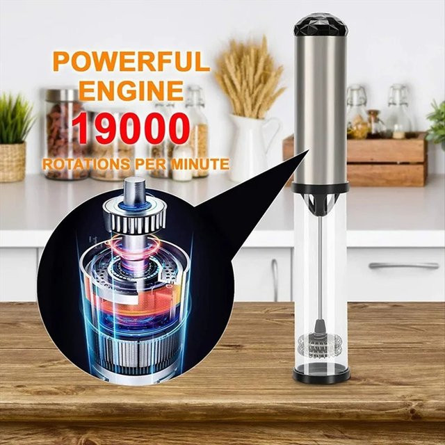 A20I Elektrischer Milchaufschäumer Handheld Kaffee-Mixer aus Edelstahl in Silber - Bild 1