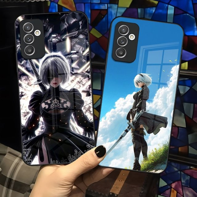 2B Nier Automata Anime Handyhülle für Samsung Galaxy S26 S25 S24 S23 S22 S21 S20 Ultra Plus Edge in Silber und Schwarz - Bild 1