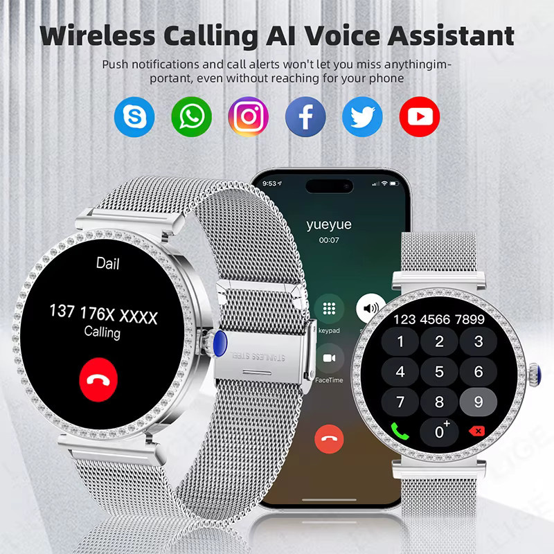 LIGE Smartwatch, Damen, Schwarz, Edelstahl, GPS, Herzfrequenz - Bild 3