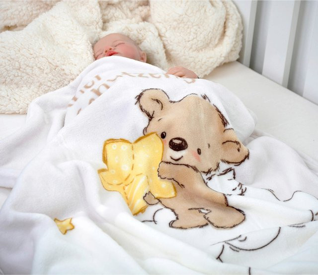 Herding Babydecke Kleiner Schutzengel aus Microfaserflausch in Weiss, B/B: 75 x 100 cm - Bild 1