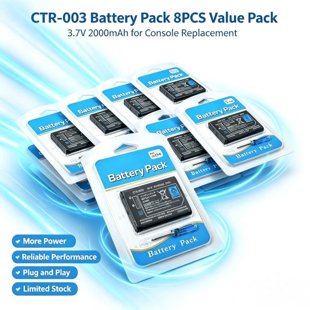 NDNNAS CTR-003 Akku für 3DS und 2DS Spielkonsolen, 2000mAh, 3,7V Lithium-Akku, Schwarz - Bild 1