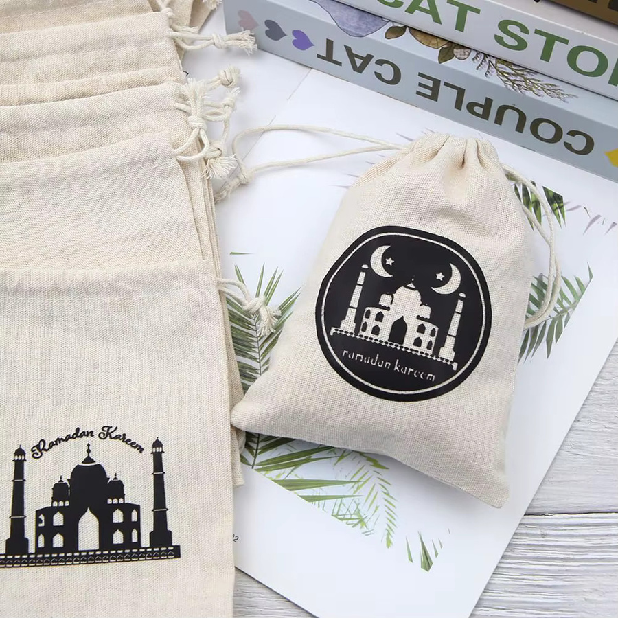 12-teiliges Set Ramadan-Geschenktüten mit Kordelzug und Mond-Stern-Motiv für Eid Iftar und Al-Adha Gastgeschenke - Bild 3