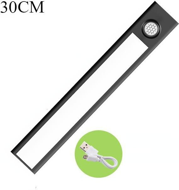 SHIJIN Light LED Unterbauleuchte mit Bewegungssensor und USB-Aufladung, dimmbar, Schwarz, Breite: 30 cm - Bild 1