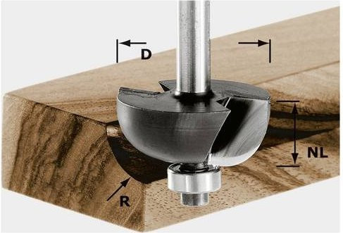 Festool Hohlkehlfräser Silber, Schaftdurchmesser: 8 mm, Arbeitslänge: 12,70 mm, Gesamtlänge: 54 mm, Durchmesser: 25,50 mm - Bild 1