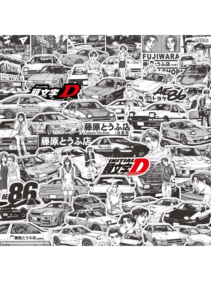 Bandai Initial D Fujiwara Takumi Fujiwara Tofu Shop AE86 Autoaufkleber, 75-teiliges Set - Bild 7