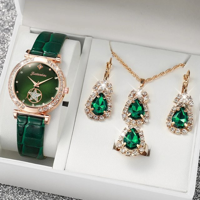 Schmuckset Armbanduhr, Edelstahl, Quarz, Silber, Damen - Bild 1