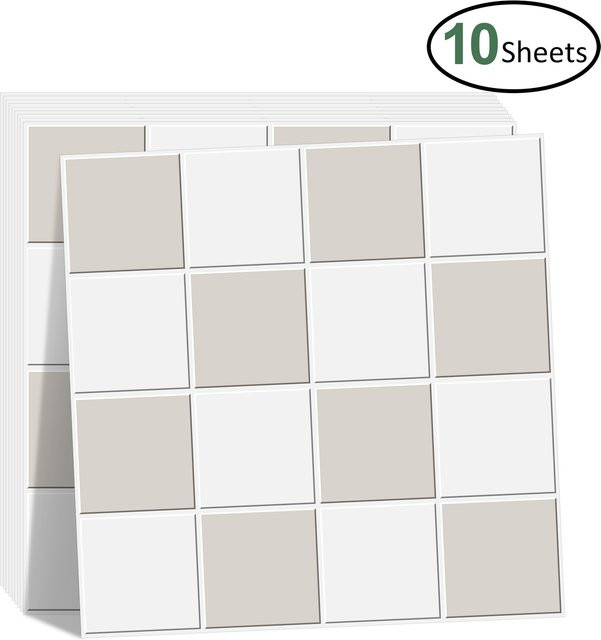 Vividtiles 3D-Wandaufkleber aus Vinyl, 10 Stück, quadratisch, wasserfest und selbstklebend für Fliesen und Heimdekoration - Bild 1