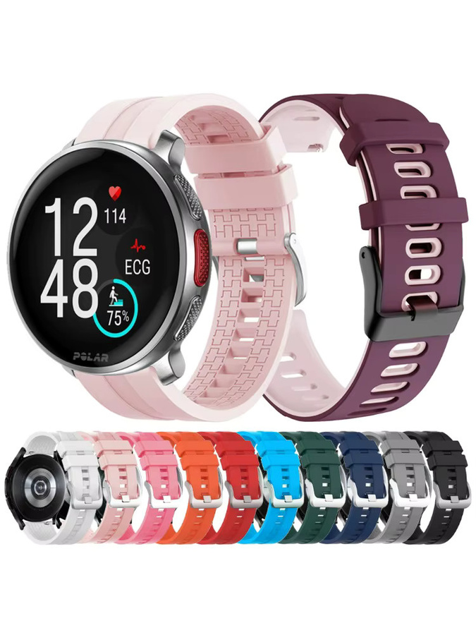 Polar Uhrenarmband Silikon, Schwarz, Unisex, 20 mm, 22 mm - Bild 5