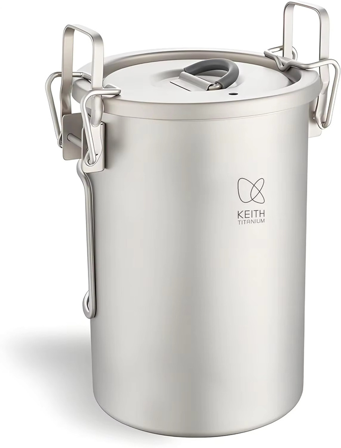 Keith Titan-Reiskocher TI6300 aus Titan für Outdoor-Camping, multifunktionaler Kochtopf, 900 ml, Silber/Weiß - Bild 3