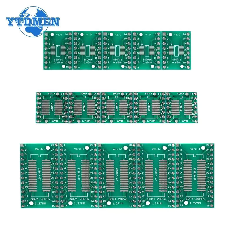 YTDMEN PCB Board Kit SMD zu DIP Adapter Konverter Set, 35 Teile, Grün - Bild 2