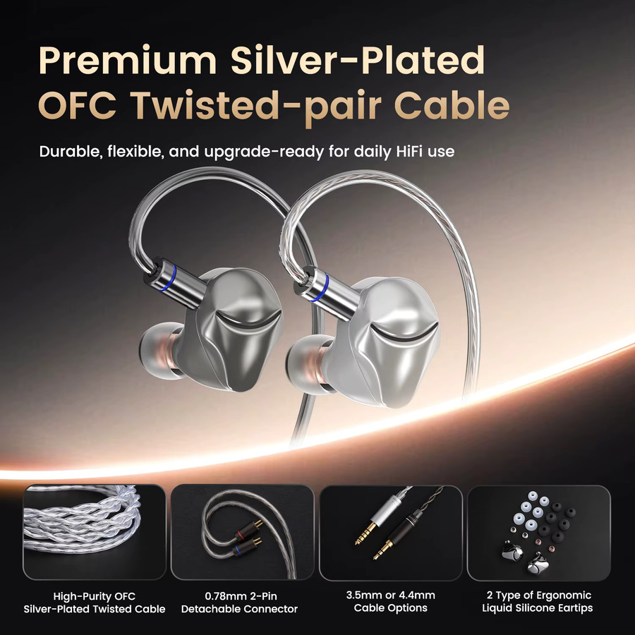 HIDIZS MK10 Pure Magnesium Diaphragm HiFi In-Ear-Monitore IEM mit 3,5 mm Jack in Silber - Bild 2