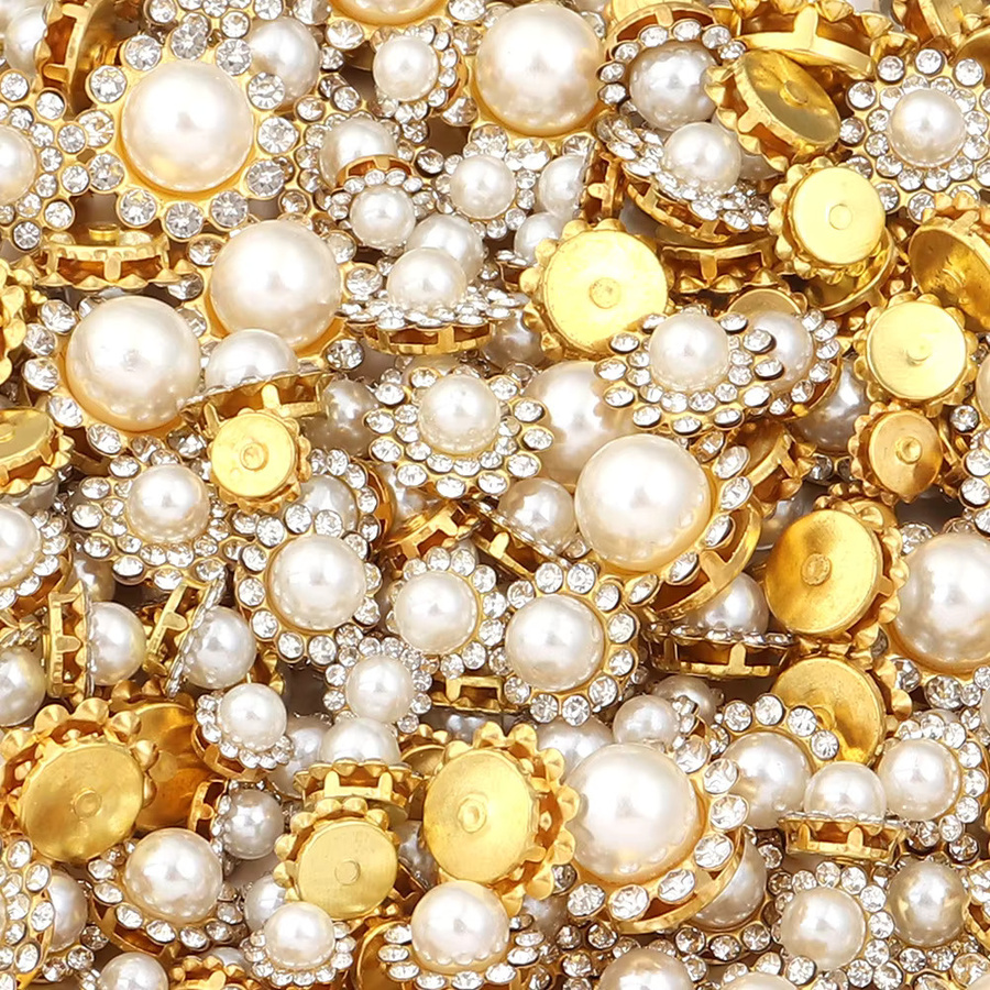 Goldene Perlenkrallensteine mit flacher Rückseite für DIY-Handarbeiten und Dekorationen - Bild 2