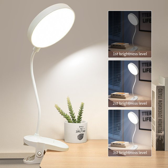 MeeToo USB LED-Schreibtischlampe in Weiß, dimmbare Tischleuchte mit Touch-Bedienung für Büro und Schlafzimmer - Bild 1