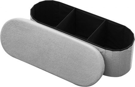 VEVOR Ovaler Ottoman mit Stauraum aus Teddy Fleece in Grau, faltbare gepolsterte Fußbank und Sitzhocker, B/T/H: 38 x 38 x 38 cm - Bild 1