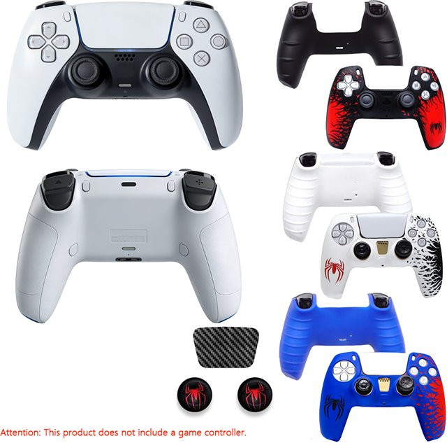 ERIKOLE Schutzhülle für PS5 Controller mit Touchpad-Aufklebern und 2 Daumengriffen aus Silikon für PlayStation 5 - Bild 1