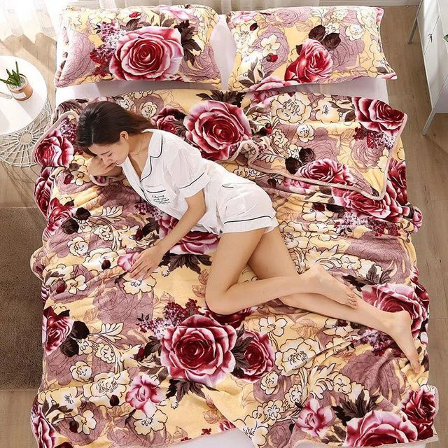 WTEMPO Plüschdecke mit floralem Muster in Multicolour, B/B: 150 x 200 cm - Bild 1