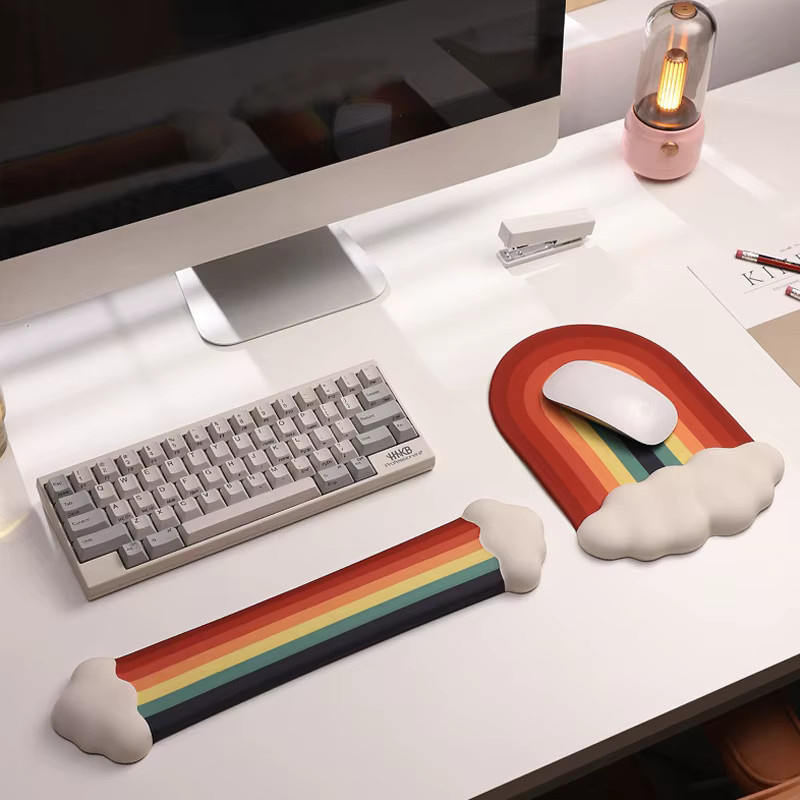 Ergonomisches Regenbogen-Mauspad mit Tastatur-Handballenauflage von FENGKUABAO aus Memory-Schaum und Silikon in Multicolour - Bild 3