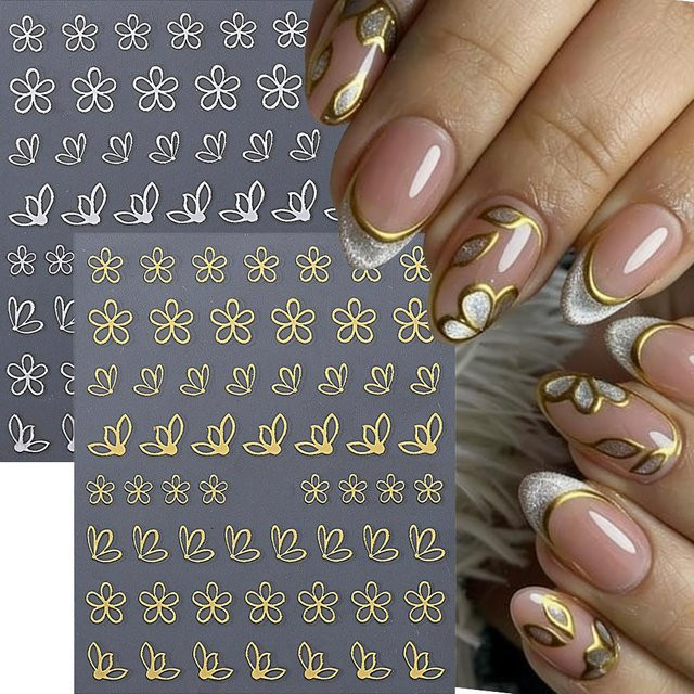 HotPress Nagelaufkleber, Gold Silber Metallic, 2 Stück - Bild 1