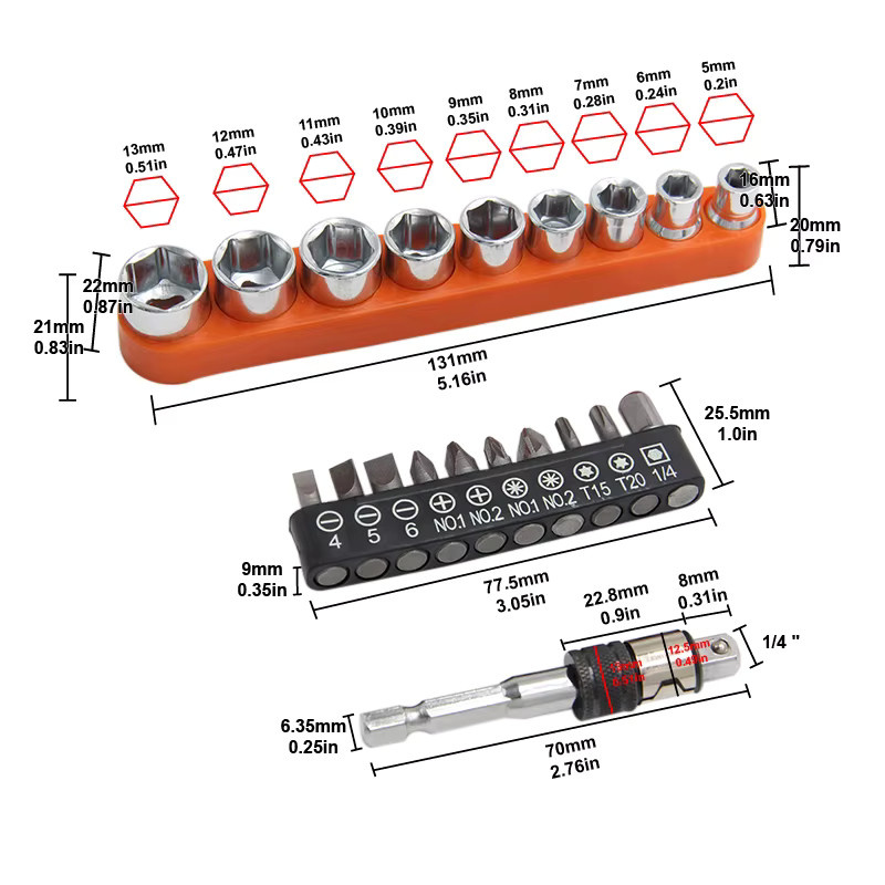 Mr Drill Tragbarer Dual-Purpose Sechskantschraubendreher-Bit mit quadratischem Kopf als Verlängerungsstange für elektrische und pneumatische Werkzeuge - Bild 2