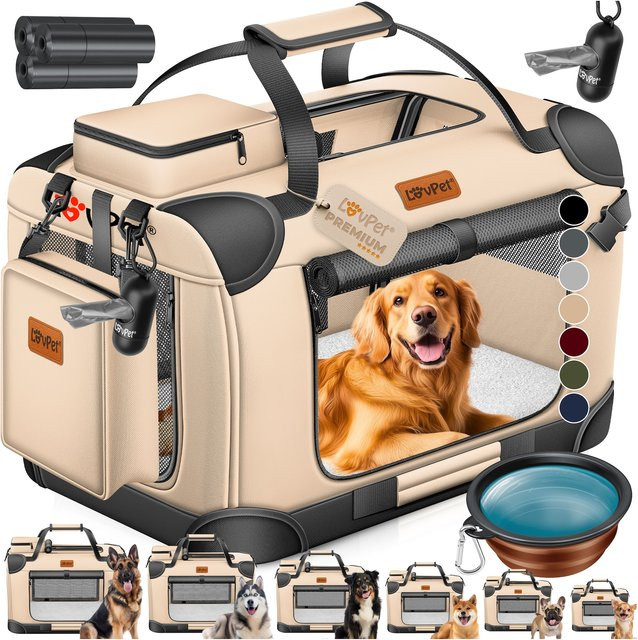 LOVPET Faltbare Hundebox inklusive Hundenapf als Transporttasche für Hunde und Katzen - Bild 1