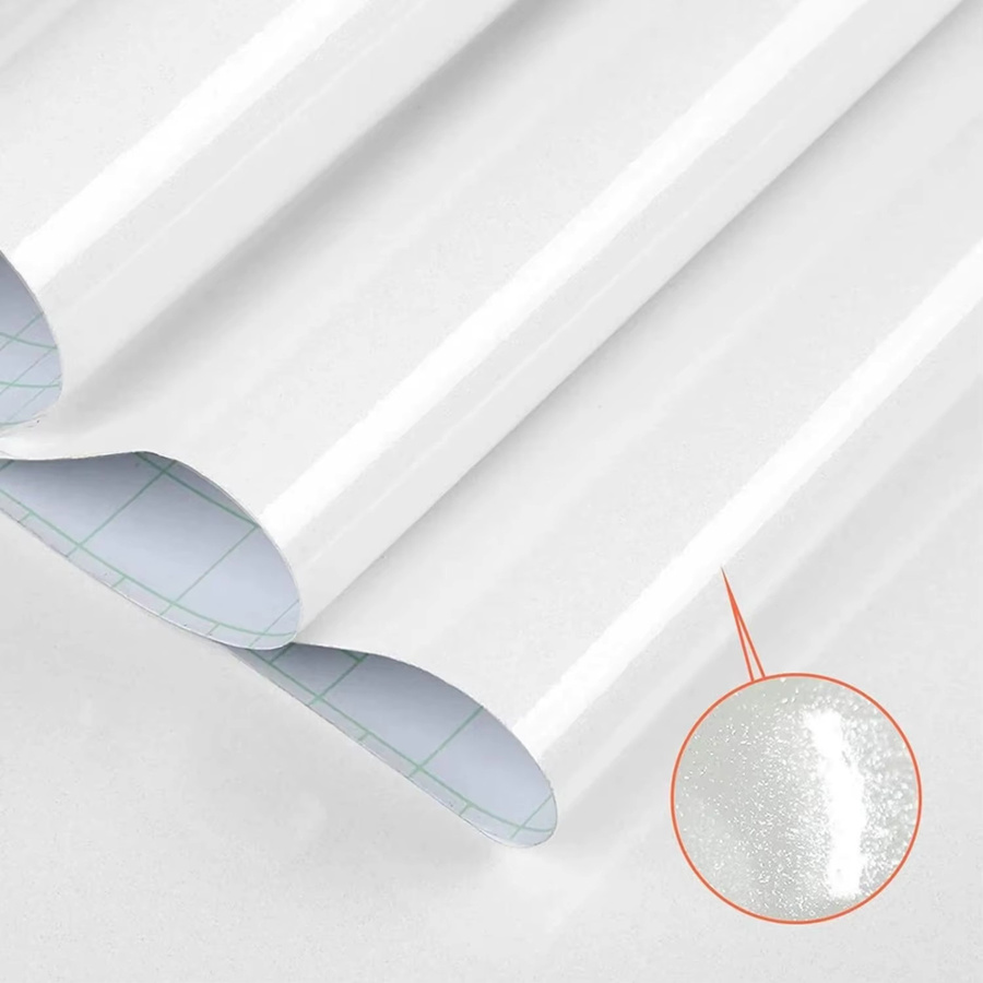 Selbstklebende DIY PVC Perlglanz-Folie von Luck Amy, wasserdichte Hochglanz-Tapete in Weiß oder Pink für Kleiderschränke, Küchen und Möbel - Bild 1