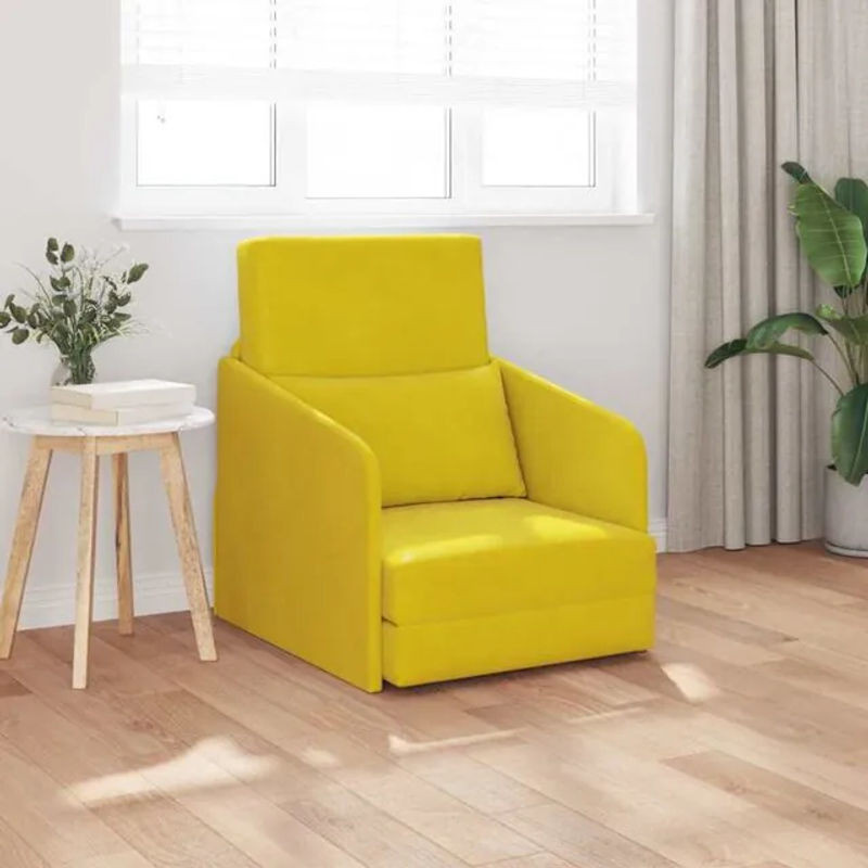 Schlafsofa vidaXL in Gelb aus Samt und Metall im modernen Design, B/T/H: 65 x 80 x 83 cm - Bild 1