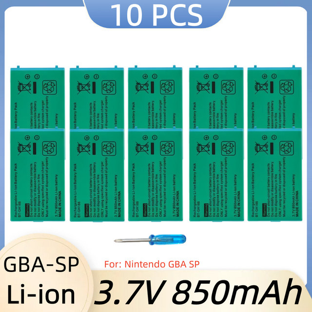 Wiederaufladbarer Li-Ionen-Ersatzakku 3,7 V 850 mAh für Nintendo Gameboy Advance SP in Grün inklusive Schraubendreher - Bild 1