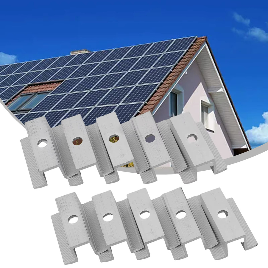 Solar Mittelklemme für Photovoltaik-Module aus Aluminiumlegierung, Farbe: Silber, Rahmenhöhe: 25-50 mm - Bild 2