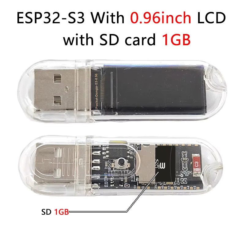 Spotpear ESP32-S3R8 Dongle Entwicklungsplatine mit 0,96-Zoll-LCD-Display, 8 MB PSRAM und 16 MB Flash, kompatibel mit Arduino - Bild 3