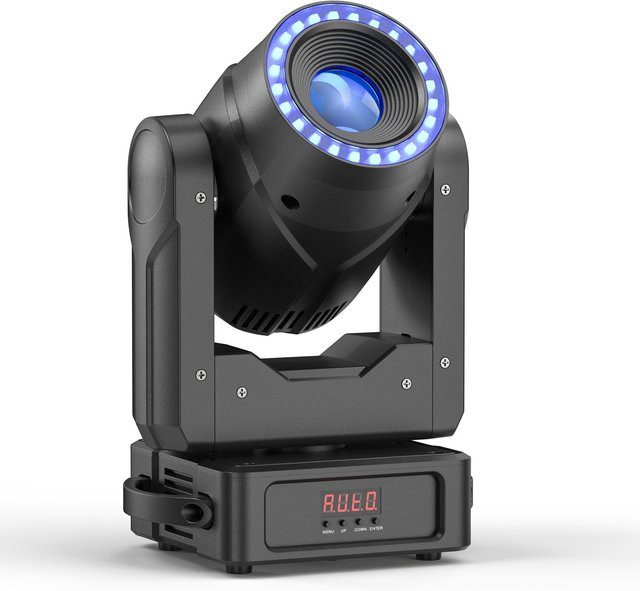 U'King Moving Head Licht 120W DMX RGBW LED Strahler mit Halo-Streifen, 7 Gobos, 7 Farben und 3 Prismen in Schwarz, B/T/H: 35,0 x 24,0 cm - Bild 1
