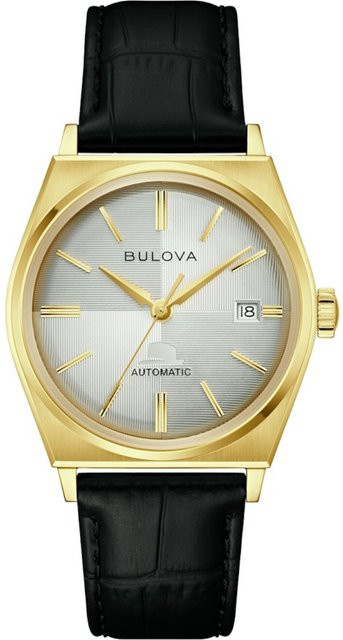 Bulova Herrenuhr Automatik, Edelstahl, 37 mm, Leder, Silber - Bild 1