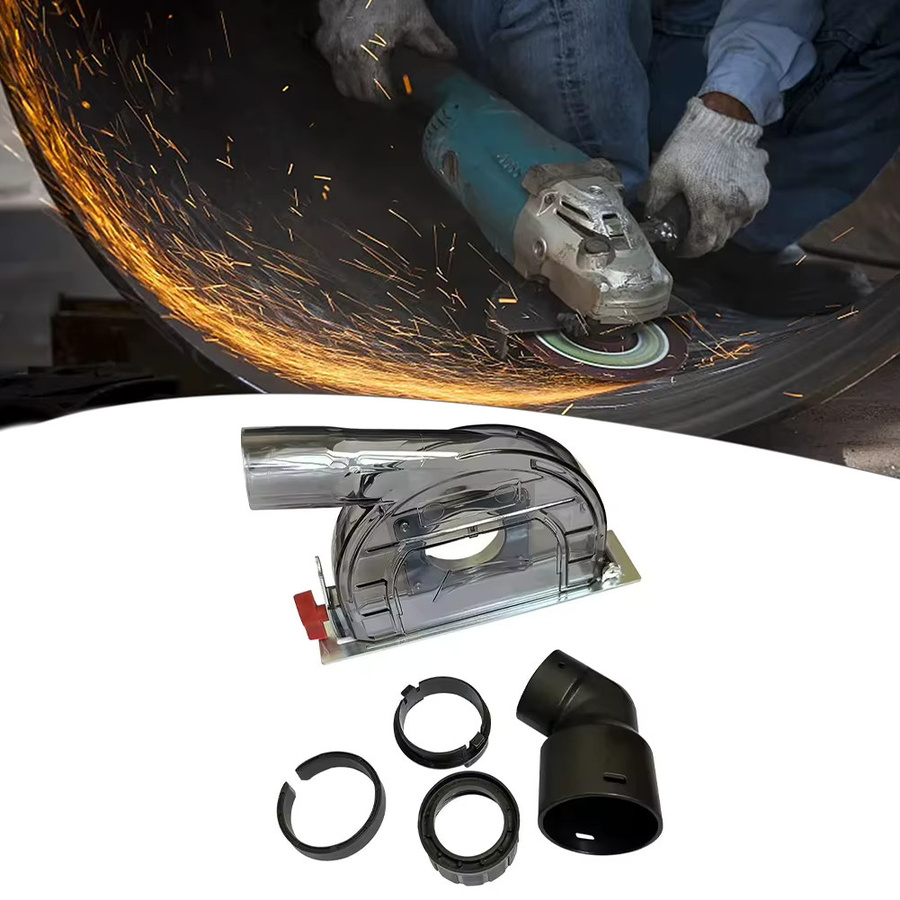 Vibratite Staubschutzhaube für 4 und 5 Zoll Winkelschleifer mit einstellbarer Tiefe und Vakuumanschluss, transparent - Bild 4
