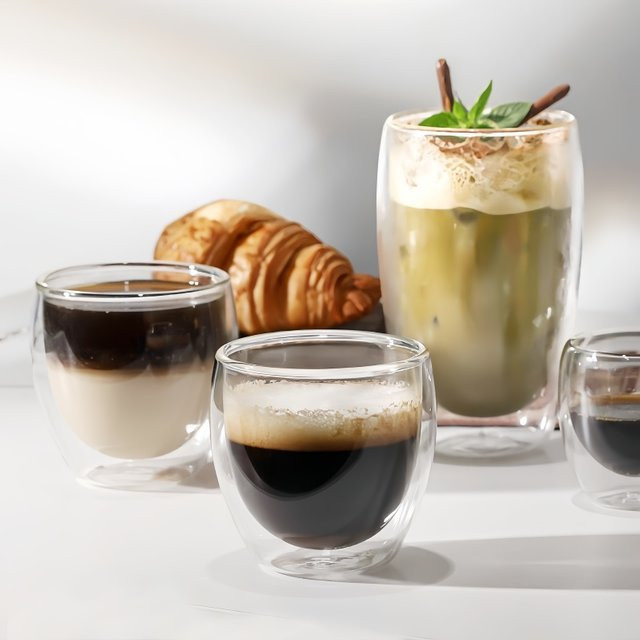 Doppelwandige isolierte Glastasse aus Glas in Transparent, handgefertigtes Trinkglas für Espresso, Tee oder Whisky - Bild 1