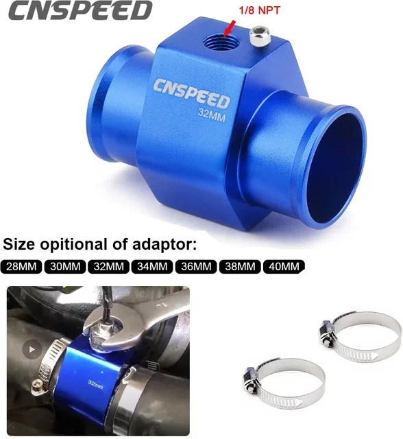 CNSPEED Schlauch Adapter für Wassertemperatur-Sensoren in Blau mit verschiedenen Durchmessern von 28mm bis 40mm - Bild 1