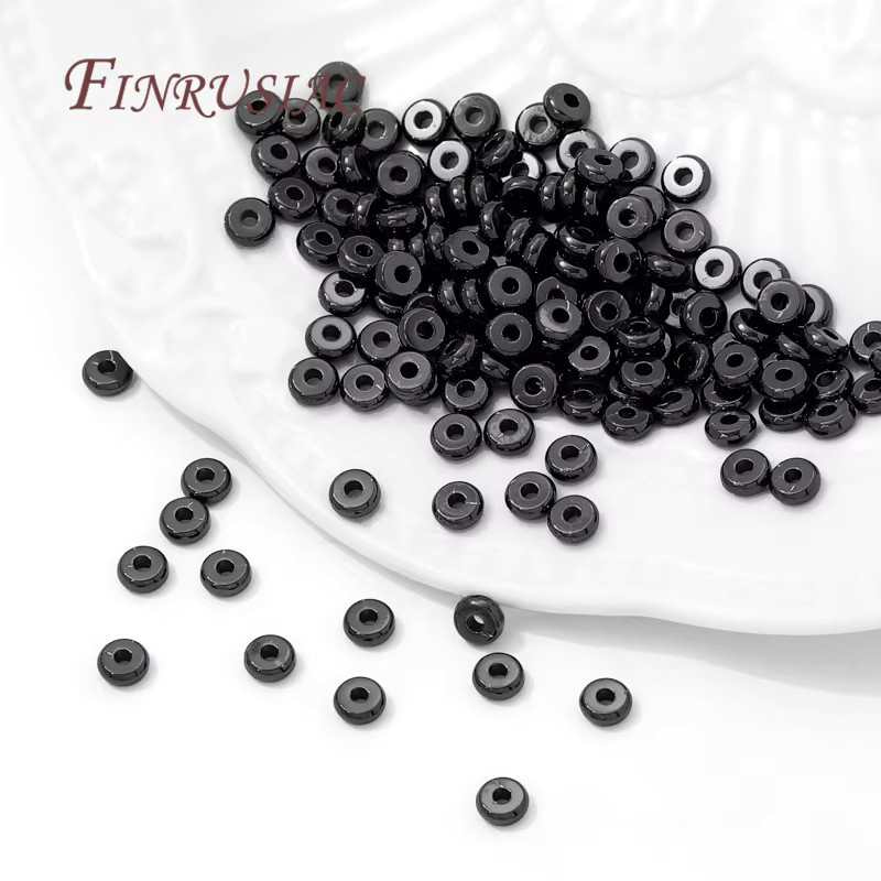 FINRUSIAC Abstandshalter für Perlen, Messing, schwarz plattiert, 3 mm, 5 mm - Bild 2