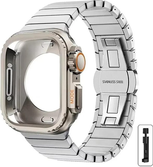 Uhrenarmband mit Schutzhülle, Edelstahl, Silber, Unisex - Bild 1