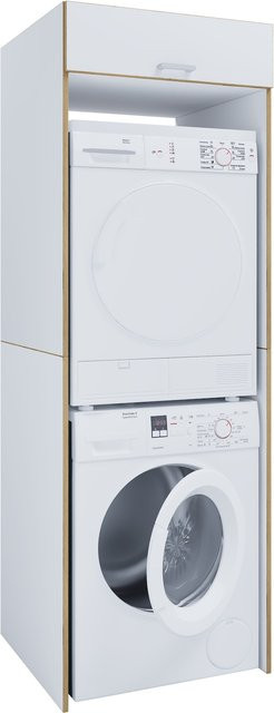 VCM Überbauschrank Rislo XXL Waschmaschinen-Trocknerschrank mit Klappe und Zusatzfach, Weiß, H x B x T: 200 x 67 x 68 cm - Bild 1