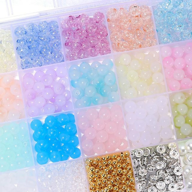 QIAO DIY-Schmuckherstellungsset, Basteln, Glas und Kunststoff, Bunt / Mehrfarbig - Bild 1