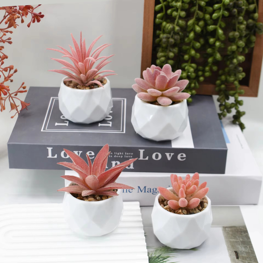 Uflower Künstliche Sukkulente Mini Bonsai aus Kunststoff als Dekoration für drinnen und draußen - Bild 2