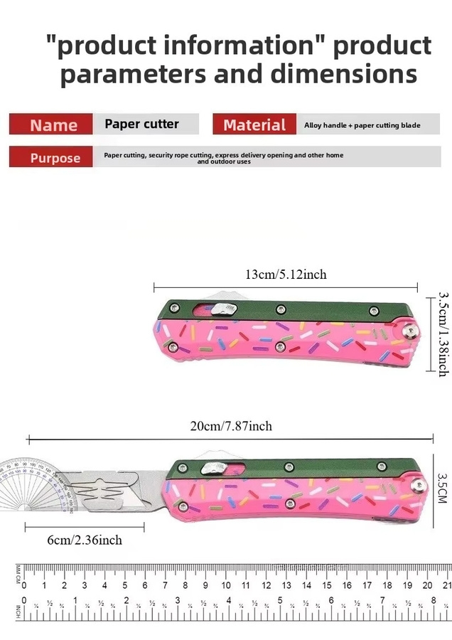 Multifunktionales Universalmesser aus Zinklegierung als Büro-Papierschneider inklusive 10 Klingen in Multicolor - Bild 5