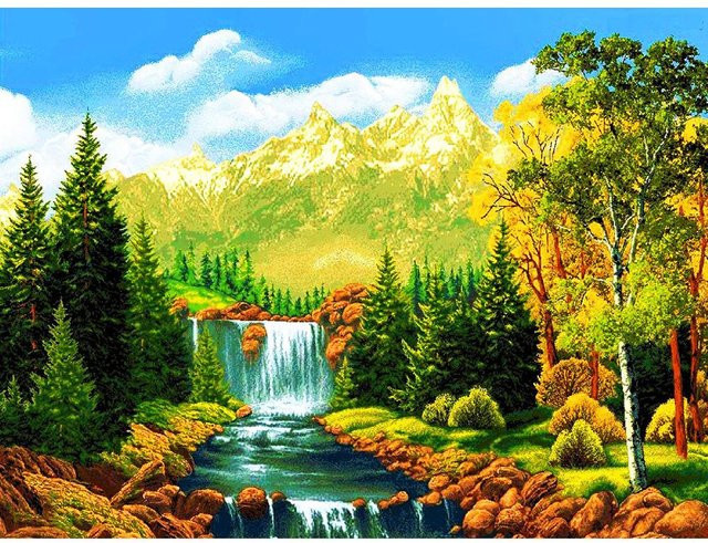 FIYO Diamant-Stickerei Landschaft als Diamond Painting Set in Gelb und Multicolour, B/H: 20 x 30 cm - Bild 1