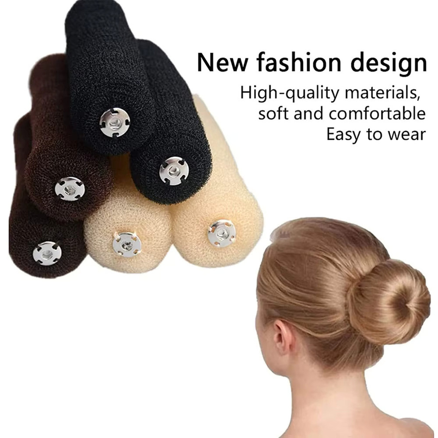 Haarknoten Maker Donut Bagel Haarwerkzeug für Damen, Schwarz/Braun/Beige - Bild 4