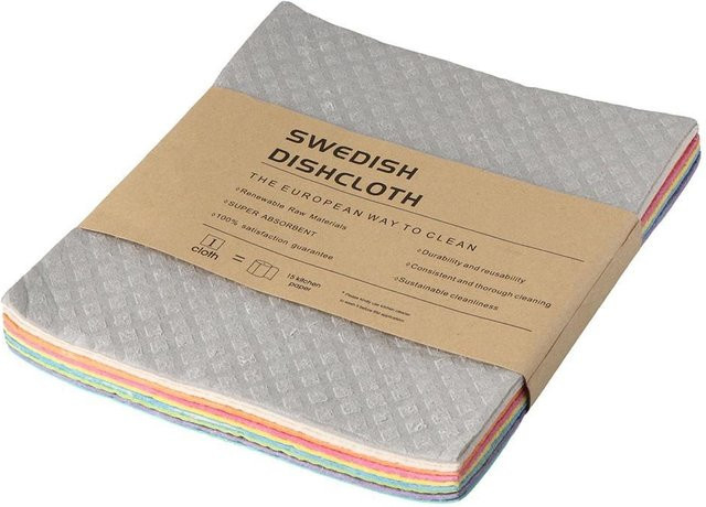 BC-Warm Home Saugfähige Küchengeschirrtücher aus Zelluloseschwamm, 10 Stück, Beige und Multicolour - Bild 1