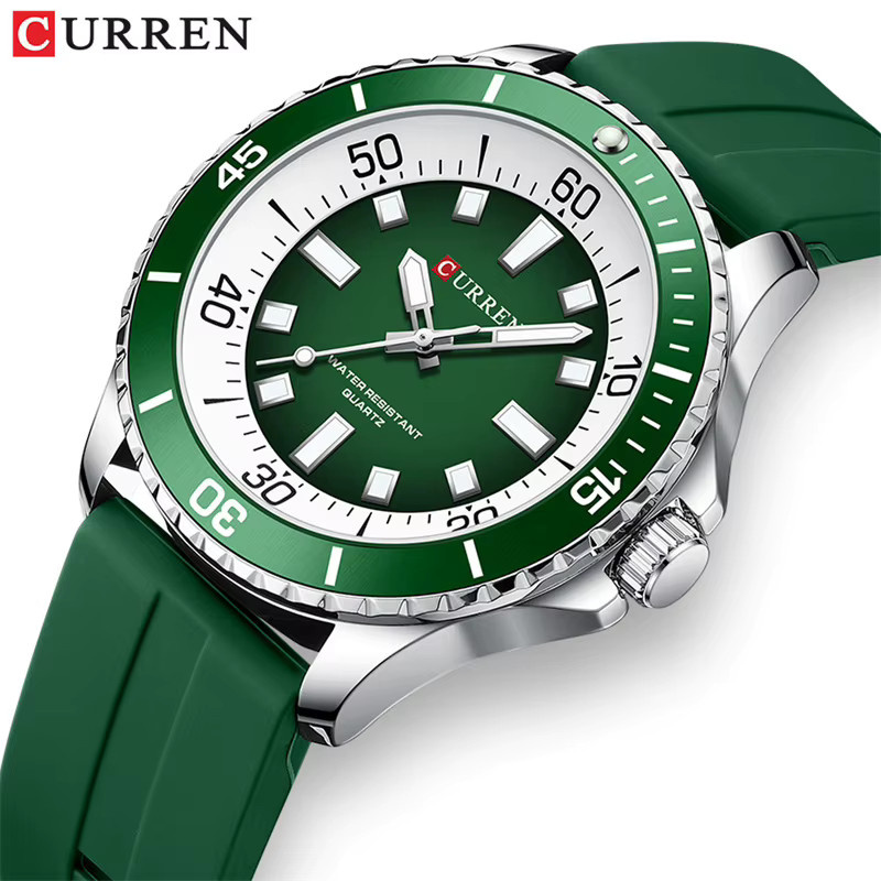 CURREN Armbanduhr, Quarz, Silikonarmband, Grün, Herren - Bild 3