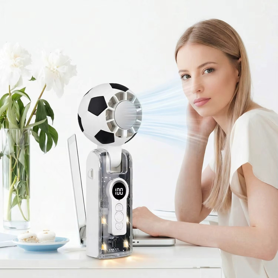 Fireurus Tragbarer Mini-Handventilator mit Halbleiter-Kühlung, LED-Anzeige und 10 Geschwindigkeitsstufen, 3600mAh Akku, USB-aufladbar, Weiß - Bild 4