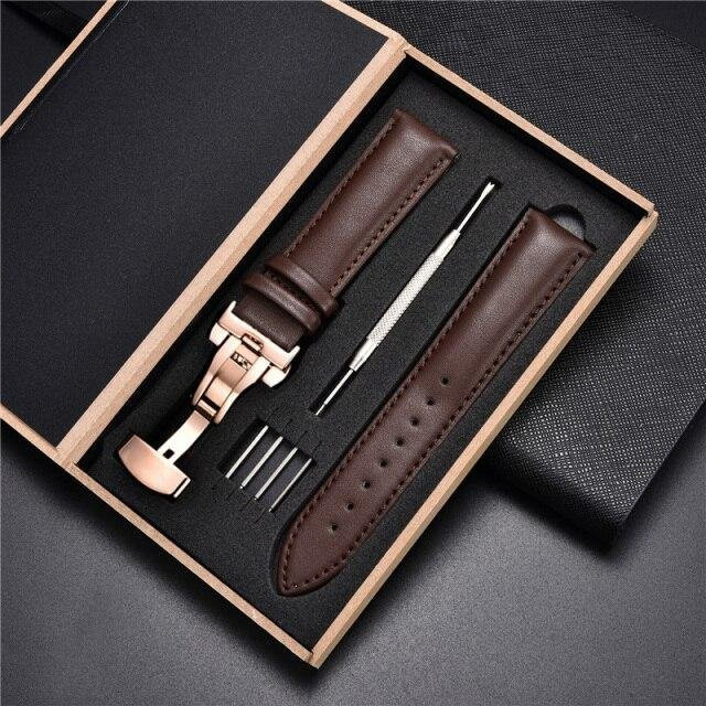 Uhrenarmband Leder, Schwarz, Unisex, 24 mm - Bild 1