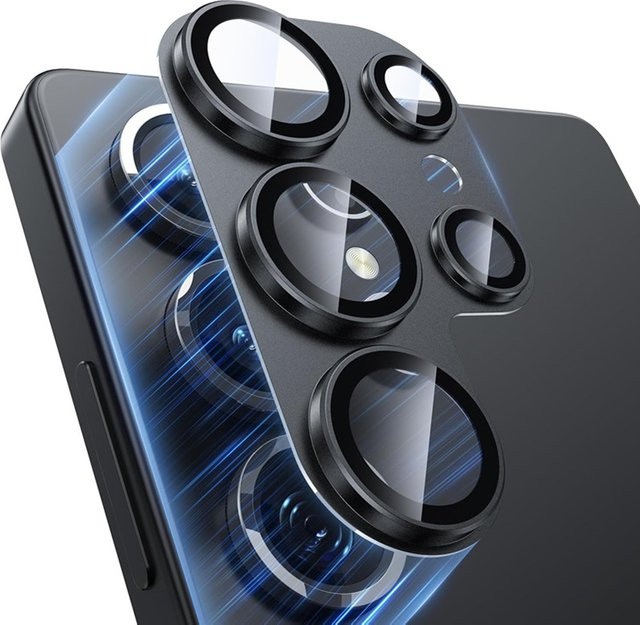 Metallring Glas-Kameralinsen-Schutz für Samsung Galaxy S26 S25 S24 Ultra Plus in Schwarz - Bild 1